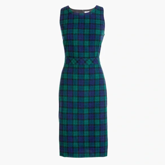 J. Crew Blackwatch Plaid Sheath Dress - Picture 1 of 5